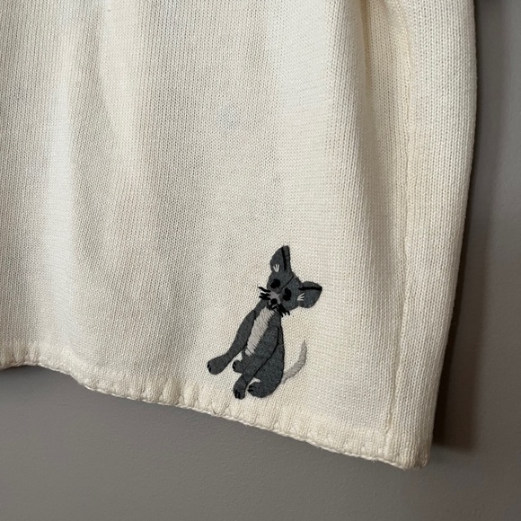 Vintage Michael Simon Dog Cardigan Sweater M Novelty Appliqué Grandmacore - Picture 4 of 12